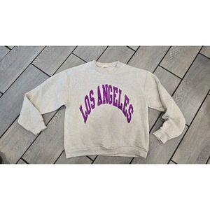 Atelier Evene Paris Los Angeles Glitter Graphic Sweatshirt Heather Gray TU OS